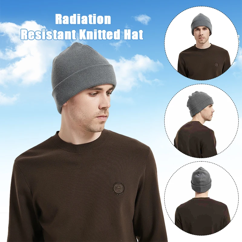 Anti Radiation Cap Silver Fiber Electromagnetic Wave RFID Blocking EMF Shielding Hat Unisex RF/Microwave Protection Beanies