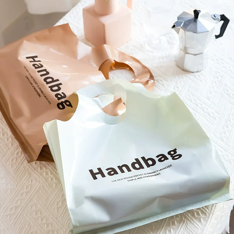 50pcs Custom Wedding Gift Bags Cosmetic Packaging Bags Event Promotion Advertising Packaging Plastic Bags with Printed Logo