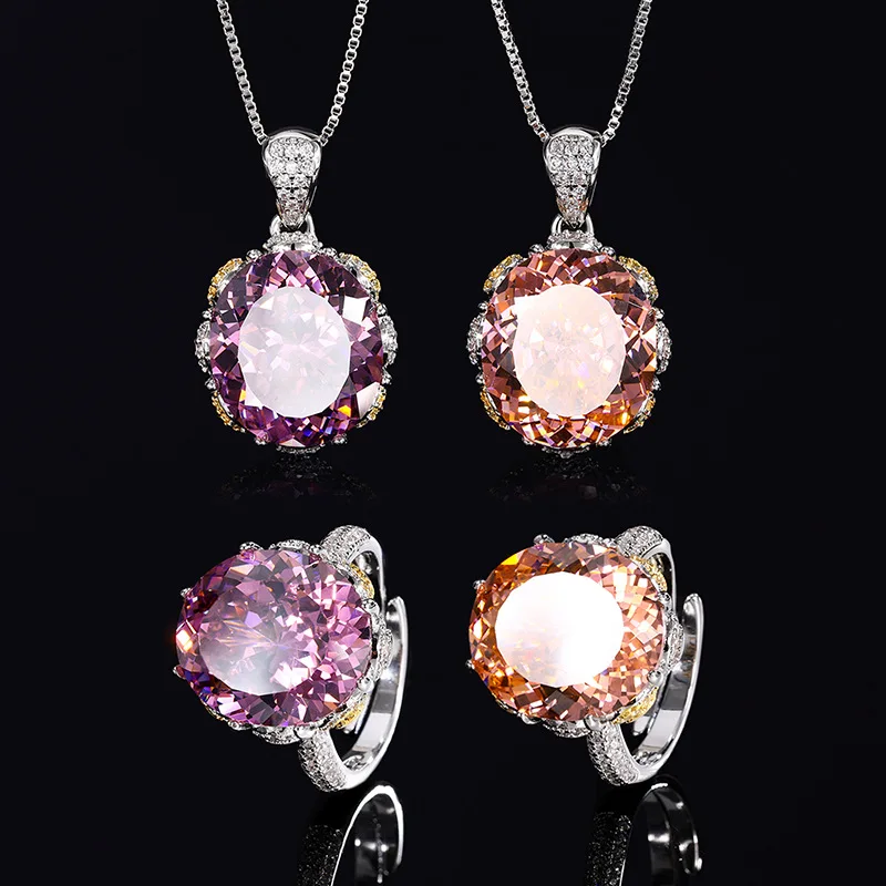 

Jewelry Bird's Nest Dried Rose Padparadscha Light Luxury Egg Shape Set 14*16