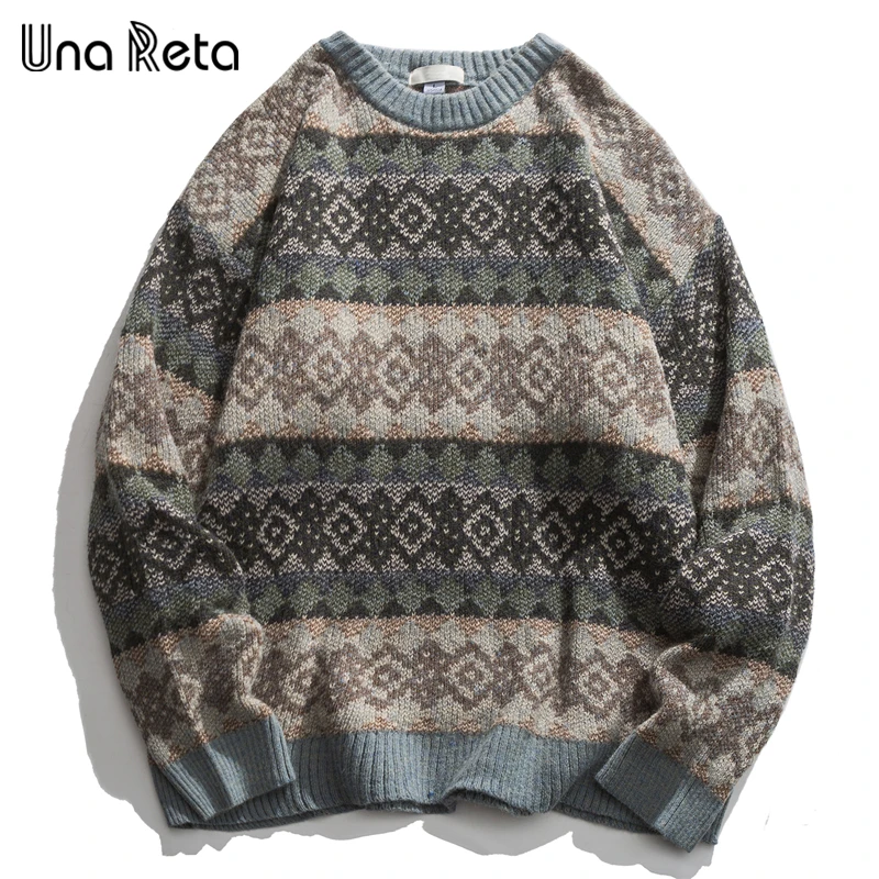 Una Reta Geometry Men's Sweater New Autumn Winter Hip Hop Sweater Men Streetwear Print Pullover Tops Harajuku Couple Sweater