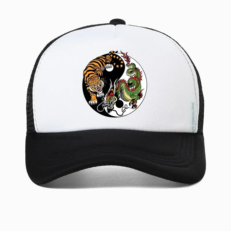 

Dragon And Tiger Graphic hat Unisex Yin Yang Symbol Baseball Cap high quality Summer Mesh Breathable Snapback hats