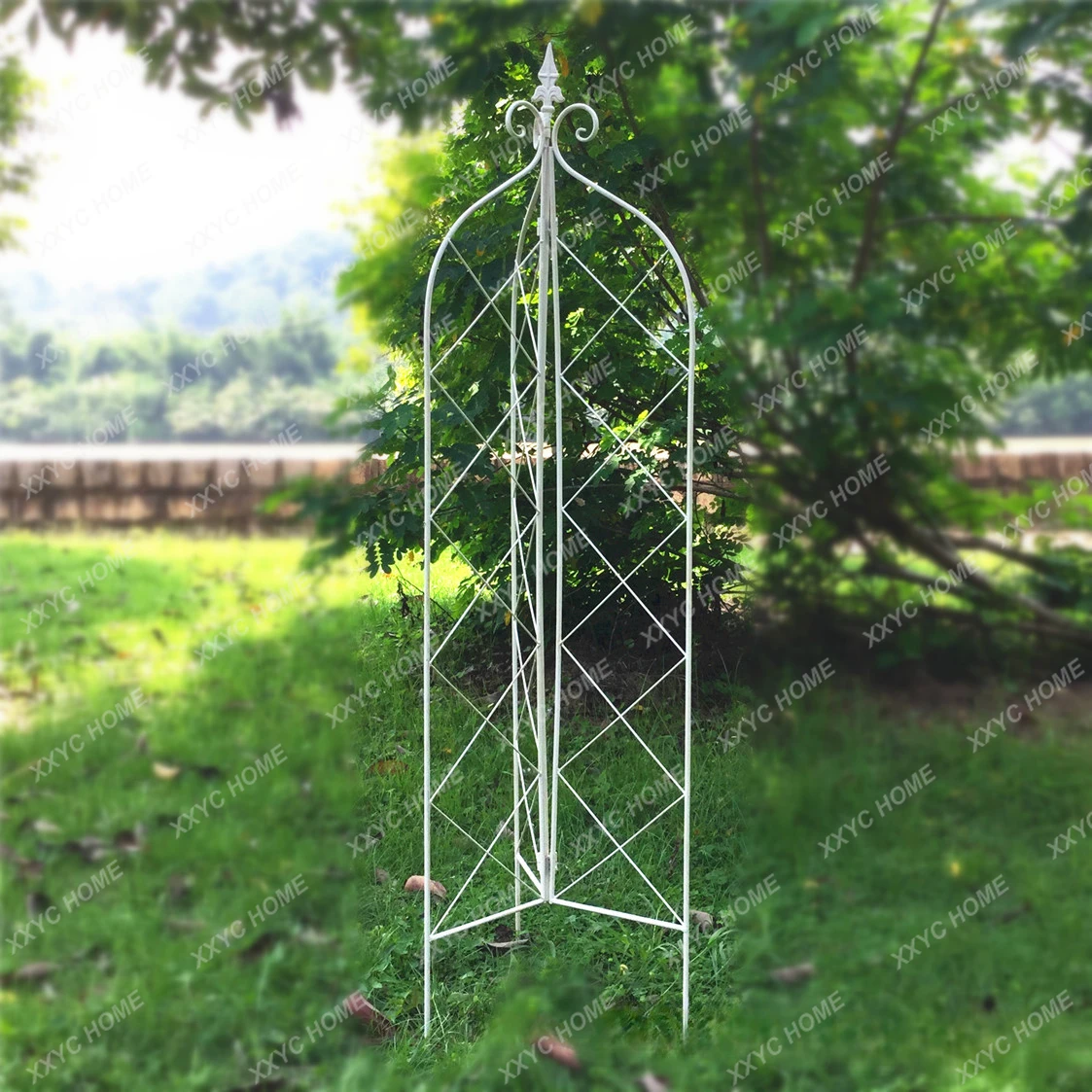 Retro Iron Art Flower Stand Plant Lattice Climbing Frame Clematis Three-Sided Three-Dimensional Field Cultivation Pot Frame