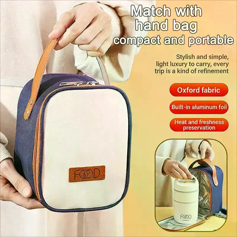 2 Layer Bento Lunch Box Stainless With Bag Thermal 304 Steel Keep Warm 5h Free Spoons