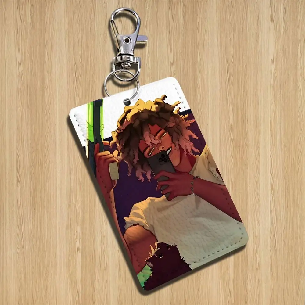 M-Micah Yujin GAME ERROR 143 Leather Keychain Badge Holder with Lanyard - ID/Access Card Holder, Key Ring Accessory, Gift Option
