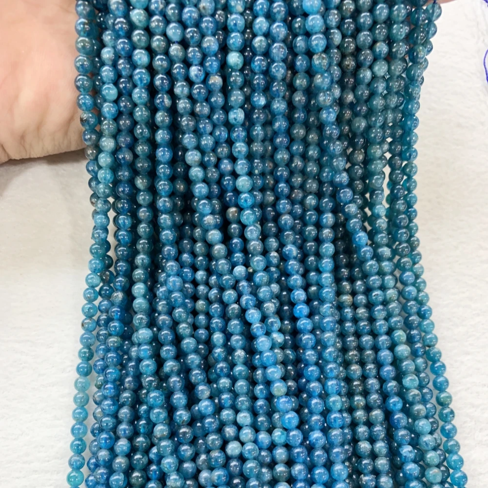 

6 8 10 mm Natural Blue Apatite Stone Beads Round Shape Loose Beads DIY Bracelet Necklace Jewelry Making