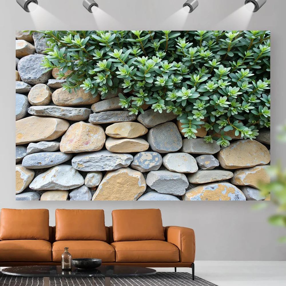 1 unidad, fondo de fotografía Popular con impresión plana 2D, pared de piedra rústica de jardín de primavera.jpg versátil 100% poliéster, sin