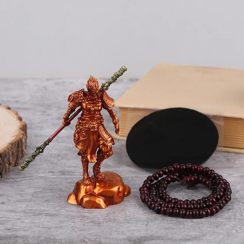 1 Piece Antique Monkey Sun Wukong Miniature Figurines Craft Desk Ornament Mini Golden Cudgel Wu Kong Statue Model DIY Decoration