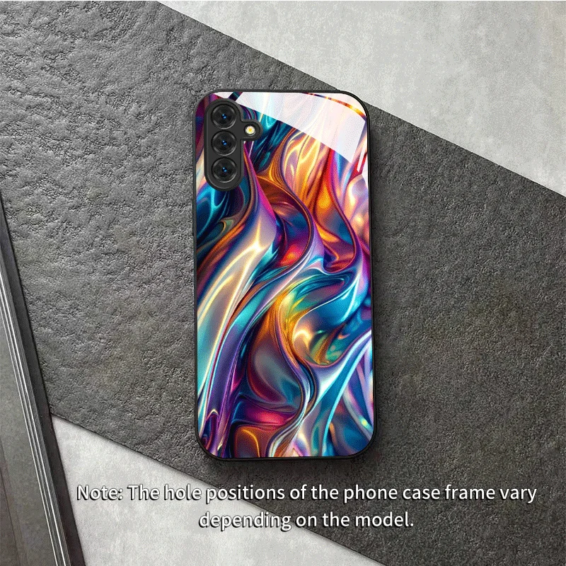 

Tempered Glass Phone Case for Galaxy S26, S21, S22, S23, S24, S25, FE, Ultra, and Plus — Vibrant Fluid Art Illustration
