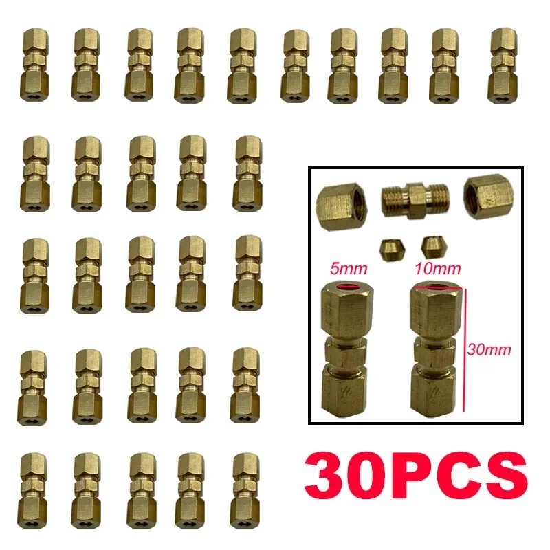 30x Screw Thread Tubing Brass Straight Reducer Compression Fitting Connector 3/16