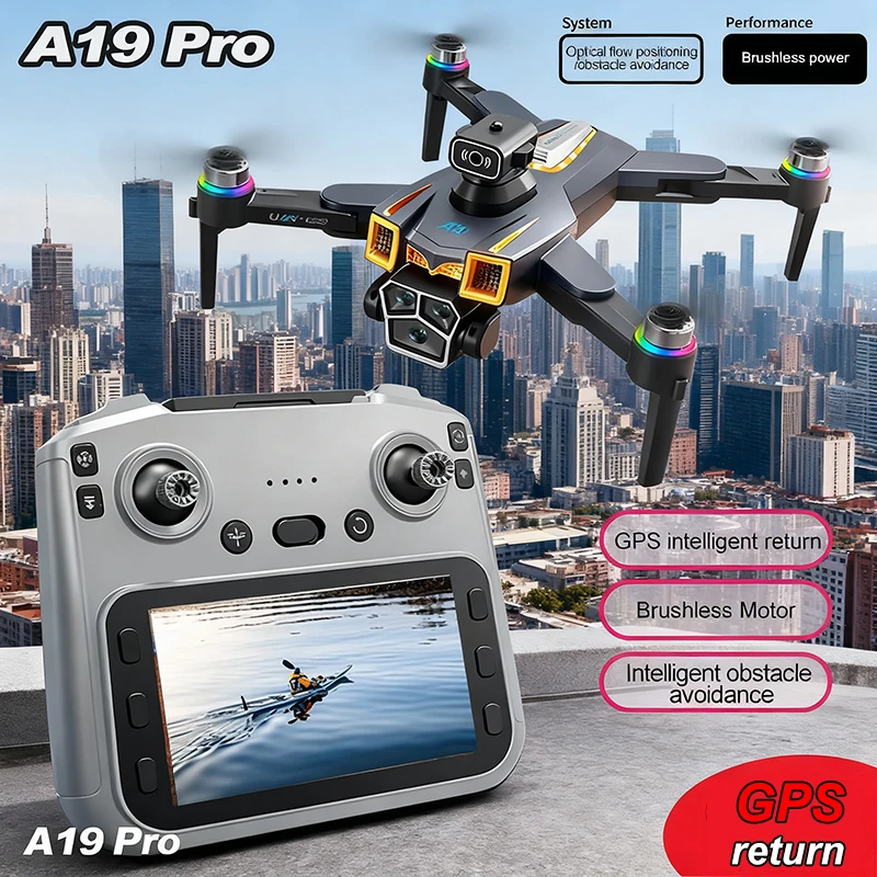 

MEW A19 PRO Дрон GPS 8K Professional HD 360° ° Двойной экран камеры, пульт дистанционного управления, бесщеточные двигатели, квадрокоптер для предотвращения препятствий