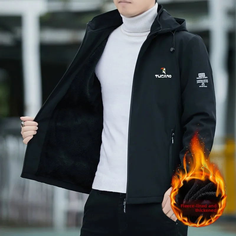 

Men's Faion Windproof Fce Lined Loose Fit Jaet Spring Autumn Casual ort Sle Zipper Closure Hooded Poly Fiber Coat