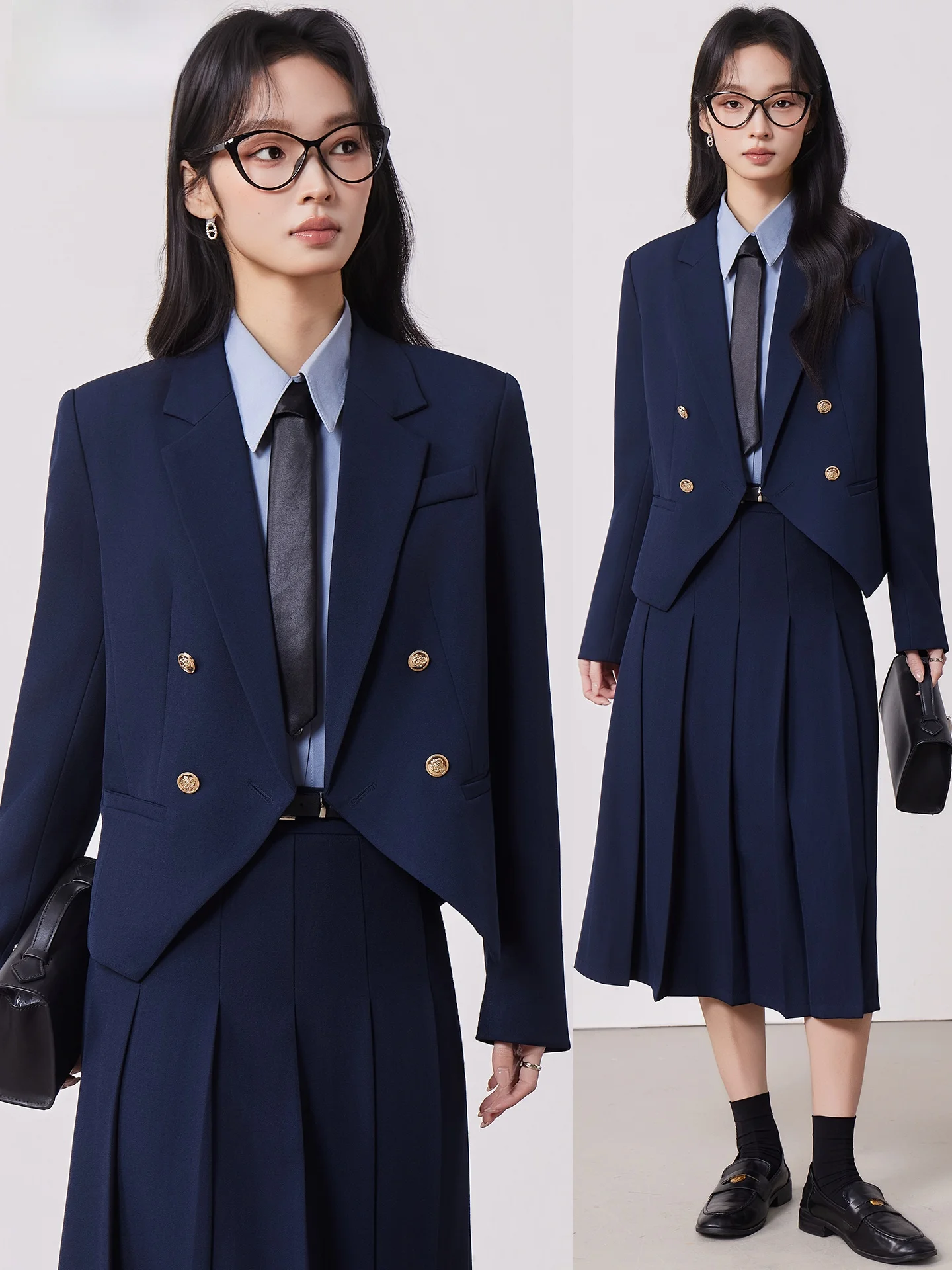 

Профессиональный женский костюм для собеседований, формальный комплект для работы, маленький размер, бирюзовый цвет, блузка и юбка.