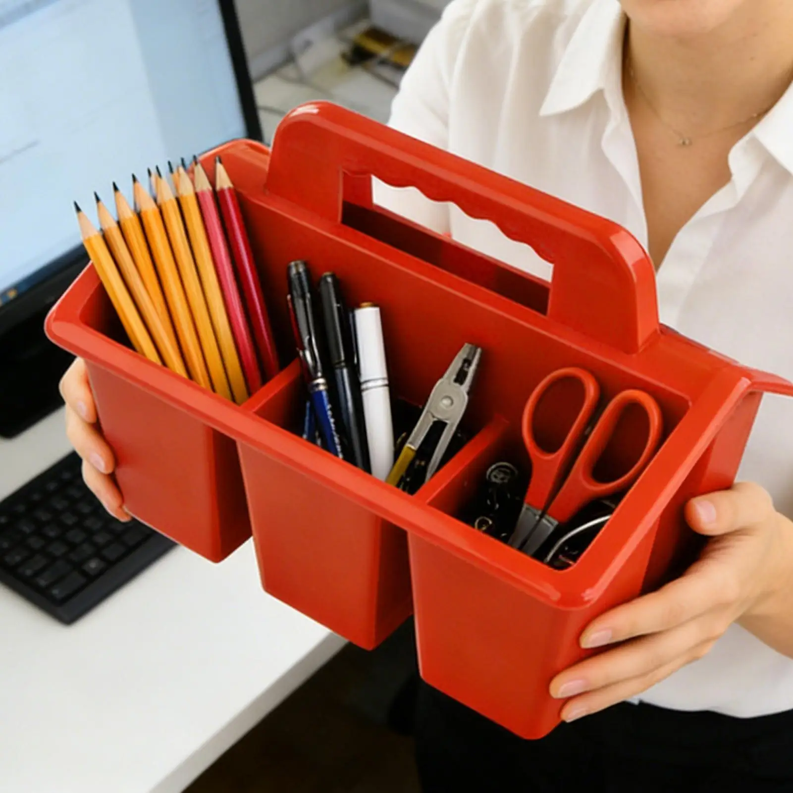 

Storage Basket Compartmentalized Comfortable Grip Classroom Storage Baskets For Crayon Pencil Pen Markers Dorm Study Room Art