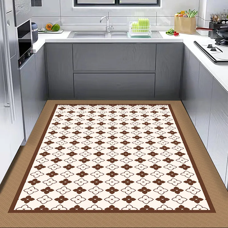 Balcony Kitchen Floor Mat PVC Waterproof Oil-proof Non-slip Carpet Disposable Wipeable Carpets Large-area Dirt-resistant Rugs