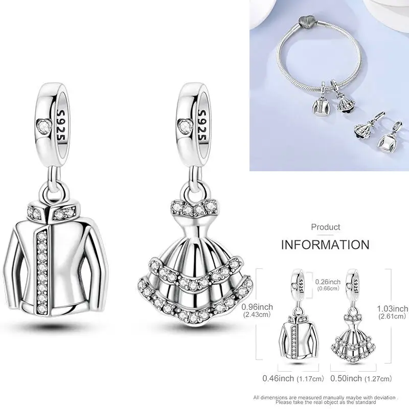 925 Sterling Silber Liebesherz Paar Familie Rose Motorrad Charm-Perlen DIY Armband Halskette Jubiläumsgeschenk für Frauen – Detail 11