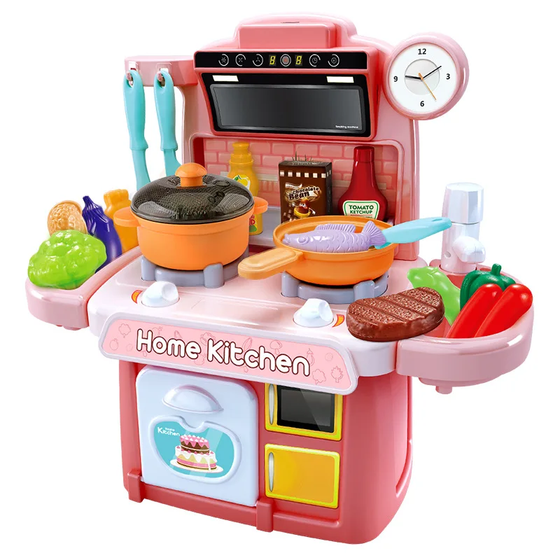 

Children Kitchen Toys Simulation Dinnerware Educational Toys Mini Kitchen Food Pretend Play Role Playing Girls Toys Cooking Set