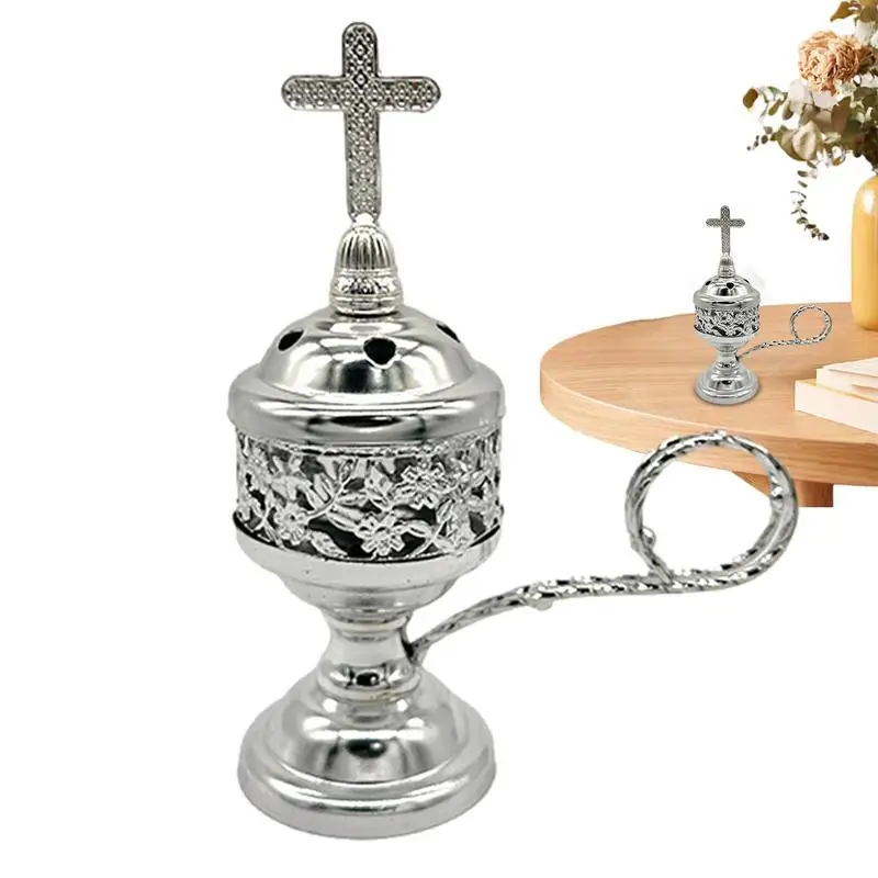 European Style Household Incense Burner Censer Cone Holder With Small Brass Plated Incense Burner Bronze Color Catholic