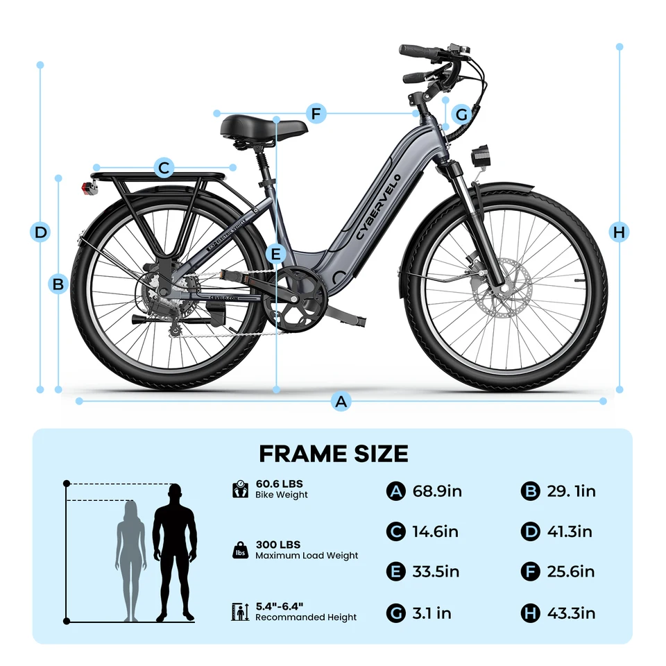 Cybervelo 1000W Peak Electric Bike 26 Inch Removable Battery 7-Speed Ebike for Adults up to 80 Miles Commute Beach Snow Suitable for Women And Men EK7 EK10 image 13