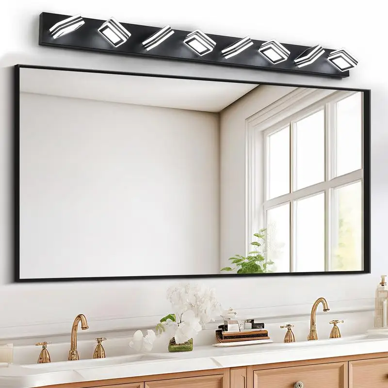 Luminária de vaidade LED moderna de 52 polegadas com 8 luzes - elegante luz de parede de banheiro com economia de energia, regulável com ferro e acrílico