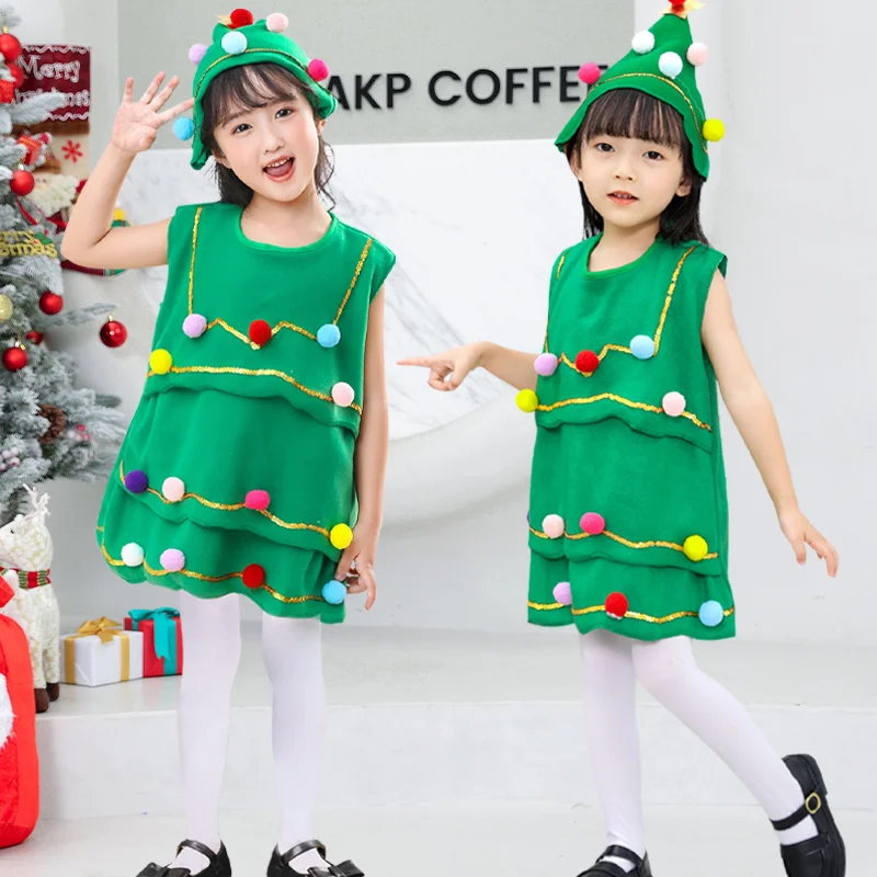 Christmas Tree With Stars Lights Cosplay Costume Xmas Campus Party Performance Dress Up Carnival Party Stage Fancy Dress New