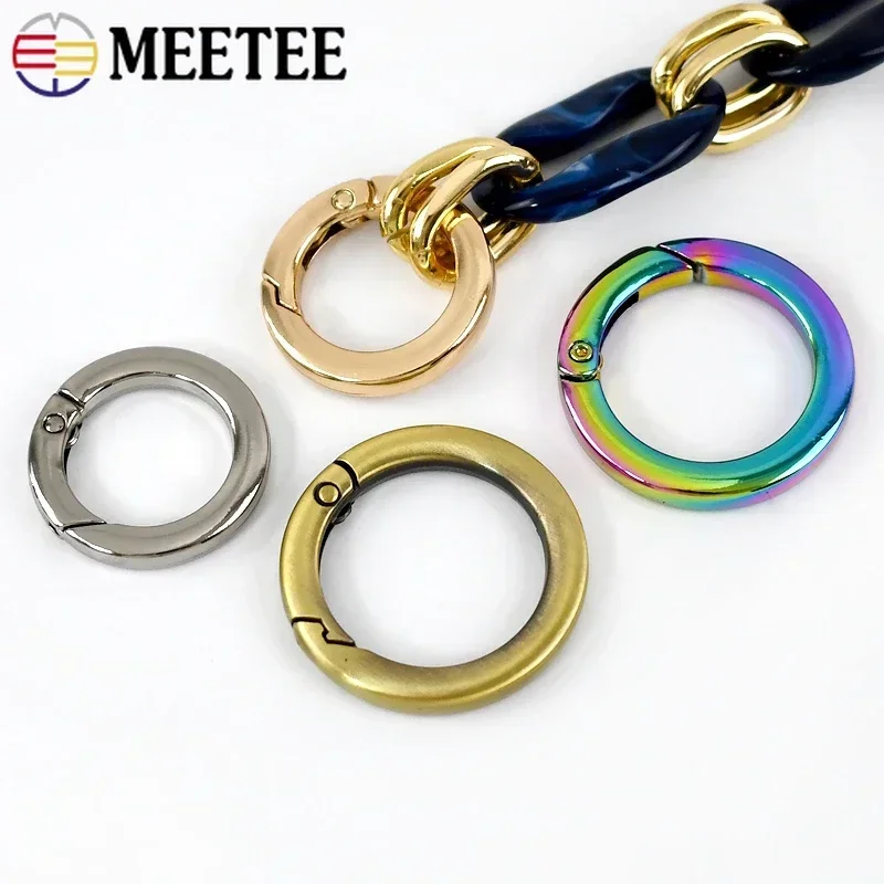 5/10Pcs 16-38mm Spring Snap O Ring Metal Buckles Flat Round Coil Clasp Openable Keyring Buckls Bagstrap Connector Hook Accessory