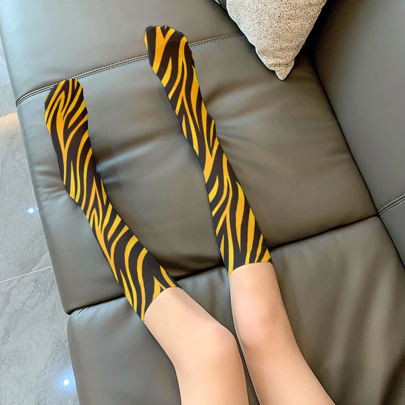 Over-the-knee Stockings Female Leopard Animal Texture Cartoon Two-dimensional Cosplay Stockings Cool Zebra Summer Calf Socks