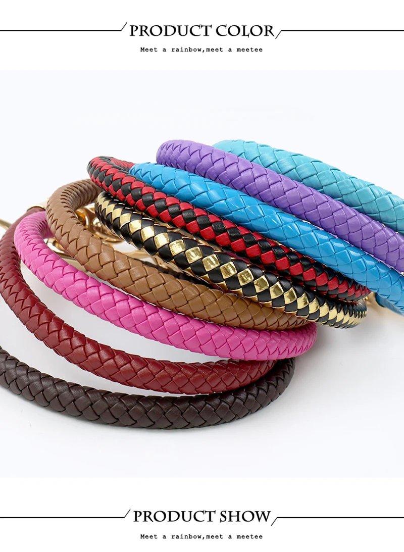 2Pcs Deepeel 30/40/50/60cm Leather Bag Handles Woven Rope Shoulder Strap Metal Buckles Handbag DIY Replace Bags Accessories