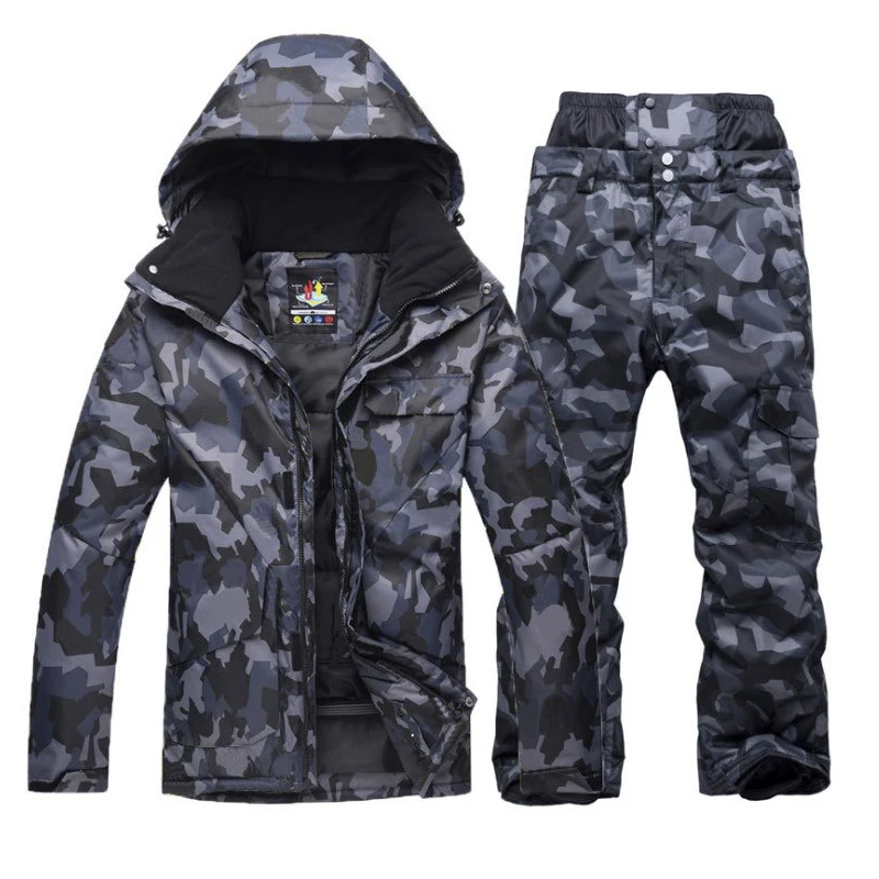 Men\'s Winter Outdoor Clothes Skiing Suit Men\'s Camouflage Jacket Costume 10k Waterproof Thicker Warm Ice Wear Jackets and Pants