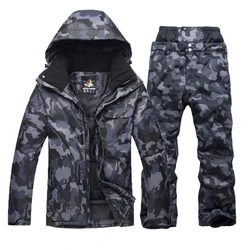 Men's Winter Outdoor Clothes Skiing Suit Men's Camouflage Jacket Costume 10k Waterproof Thicker Warm Ice Wear Jackets and Pants