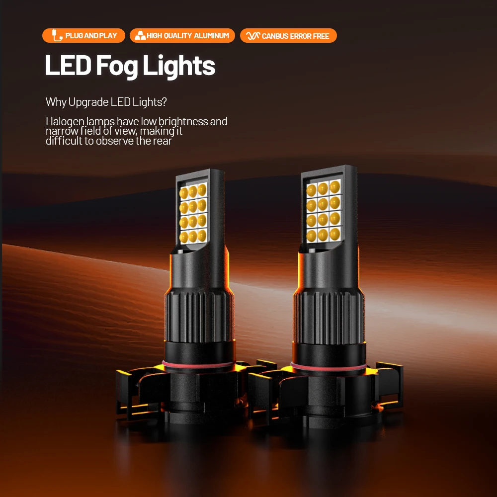 2pcs LED Fog Light PSX24W 2504 Lamp For Chevy Spark Sonic Dodge Challenger Charger Avenger Journey Caliber Grand Caravan