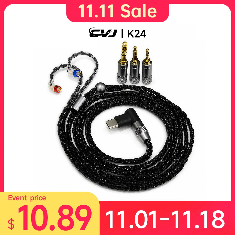 CVJ K24 24 Core Silver Plated Earphones Upgrade Cable 2.5mm/3.5mm/4.4mm Plug Optional QDC//MMCX/0.78mm 2Pin For KZ FIIO MOONDROP
