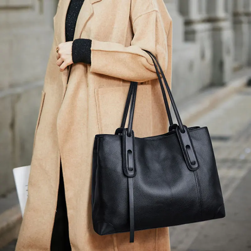 حقيبة يد جلدية أصلية فاخرة مصممة حقيبة كتف نسائية سعة كبيرة حقائب نسائية عالية الجودة حقيبة يد نسائية من جلد البقر الناعم #3