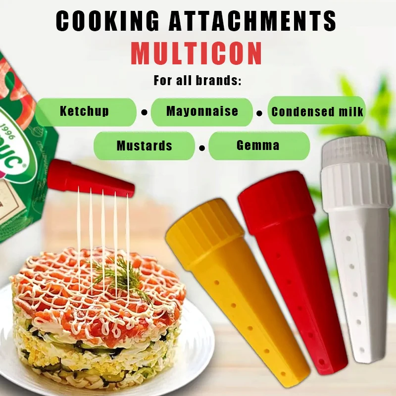 {BBAB1} 3Pcs/Set Kitchen Ketchup Squeeze Bottle NozzlePlastic Syrup Dispenser Nozzles For Salad Dressing /BBQ Sauce Accessories