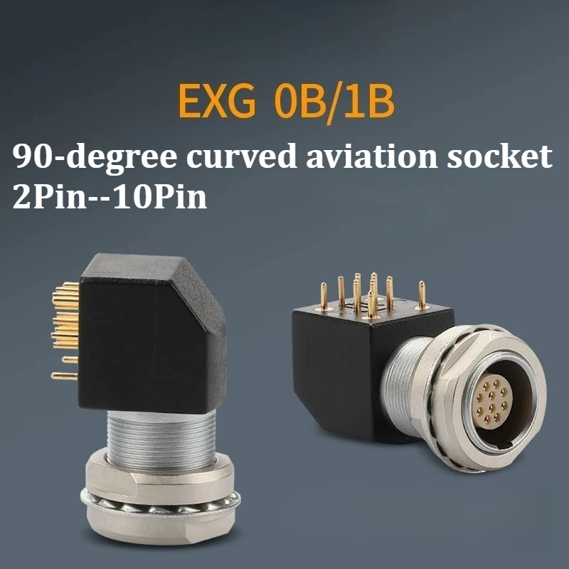 90 Degree Right Angle 0B 1B Push Pull Connector EXG EPG PCB Dip Receptacle 2 3 4 5 6 7 8 9 10 Core Self Locking Aviation Plug