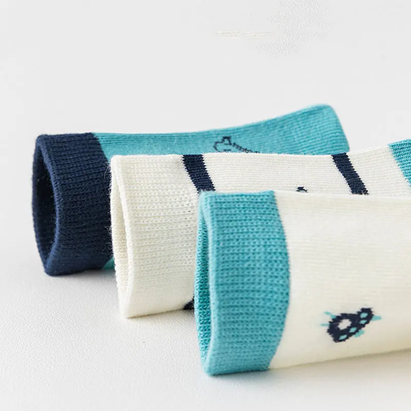 5Pairs Cartoon Dinosaur Kids Mid Tube Socks Boys Odor Resistant Sports Socks 0-14Year Children Cotton Sock Fashion Baby Footwear