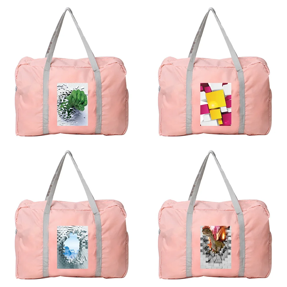 

Handheld Travel Bag Unisex Foldable Travel Duffel Bag Portable Organizer Reusable 3D Pattern Printing Series Spacious Durable