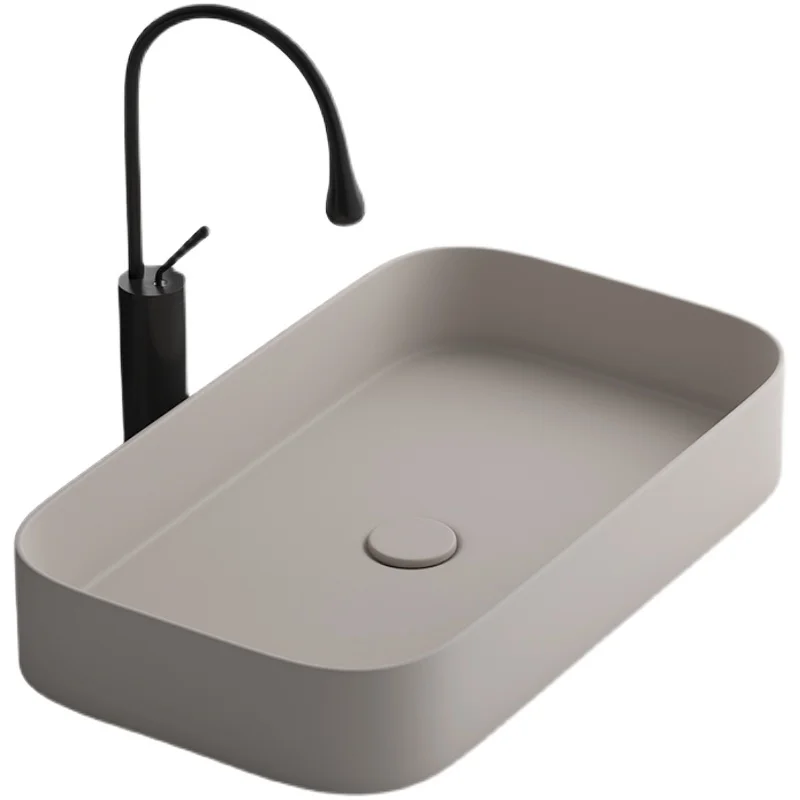 On stage basin khaki color countertop washbasin single basin creative washbasin ceramic washbasin