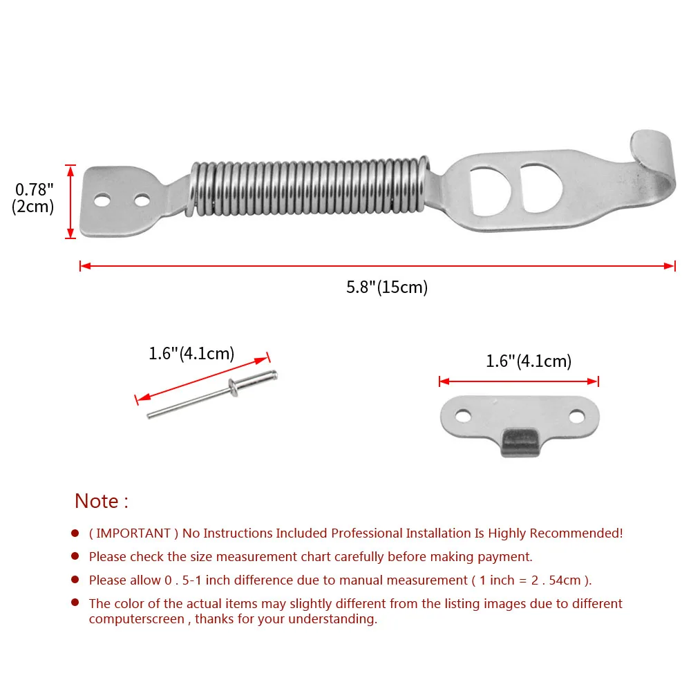 Universal Racing Spring Fastener Hood Pin Lock Snap Hook Kit Stainless Steel For Car Bonnet Engine Hood Trunk Tailgate