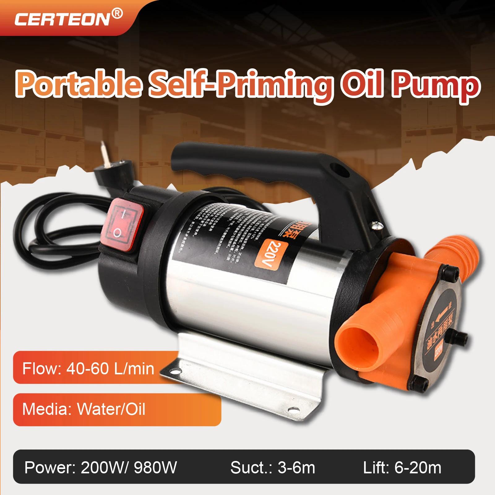 

Электрический насос для воды и масла 12В 24В 980Вт 4500об/мин Мощный промышленный насос для перекачки дизеля и воды DC мотор высокого расхода