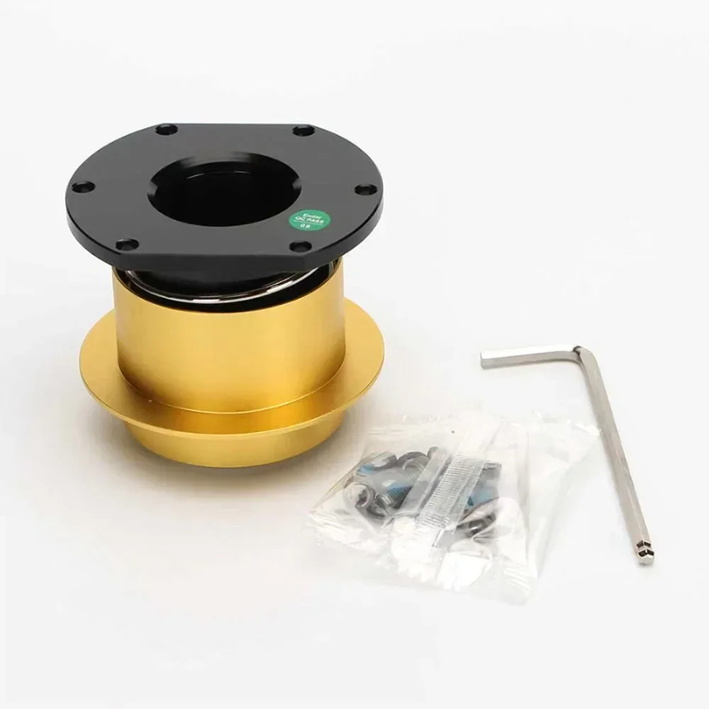 qr1-ホイール側金属製クイックリリースアダプター。レーシングシミュレーター用ステアリングホイールの交換用。fanatec製ベースに対応。金色。