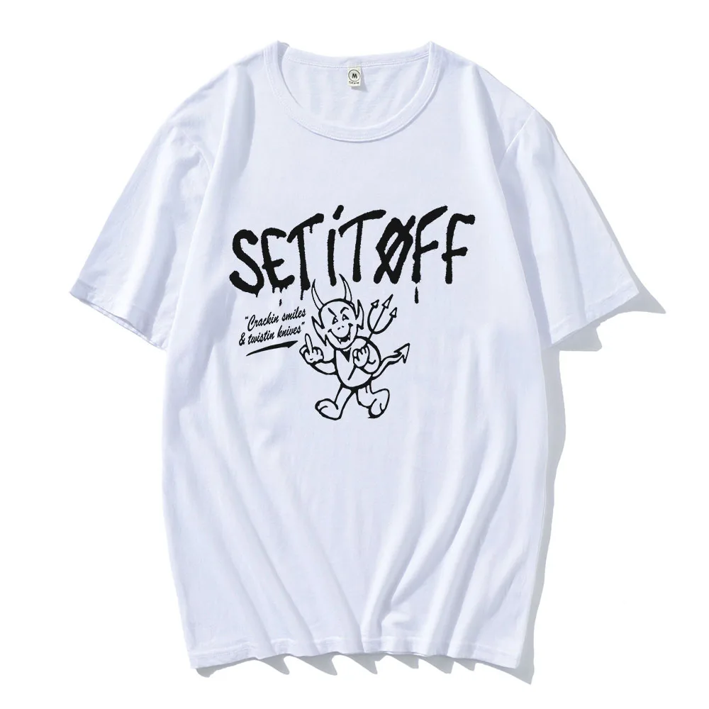 

Devil Maroon Tee SET IT OFF Band Graphic T-shirt Grunge Unisex Streetwear Hip Hop Men Clothing Loose Cotton Summer Tshirts Male