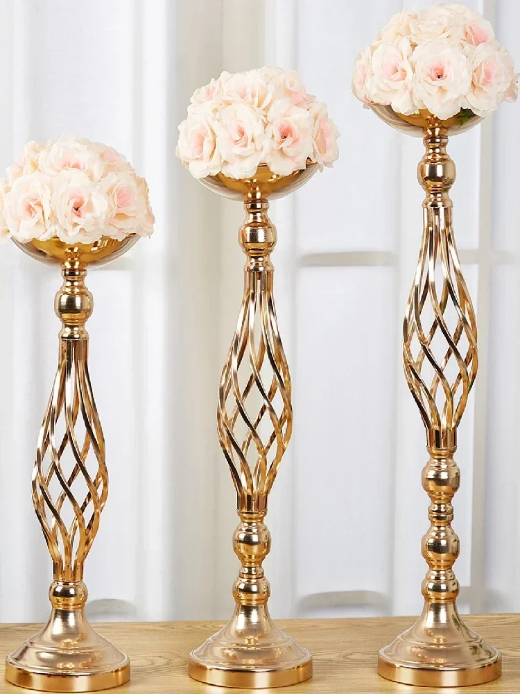 10 Stück Goldene Blumenvasen, Kerzenständer, Deko-Ständer für Hochzeiten, Partys, Events, Tischdekoration, Säulenkerzenhalter – Detail 9