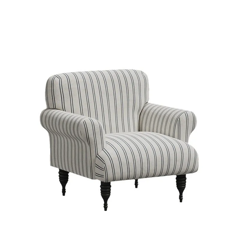 

Light French retro single sofa chair medieval wabi wind living room B & B small apartment cotton and linen designer tiger chair