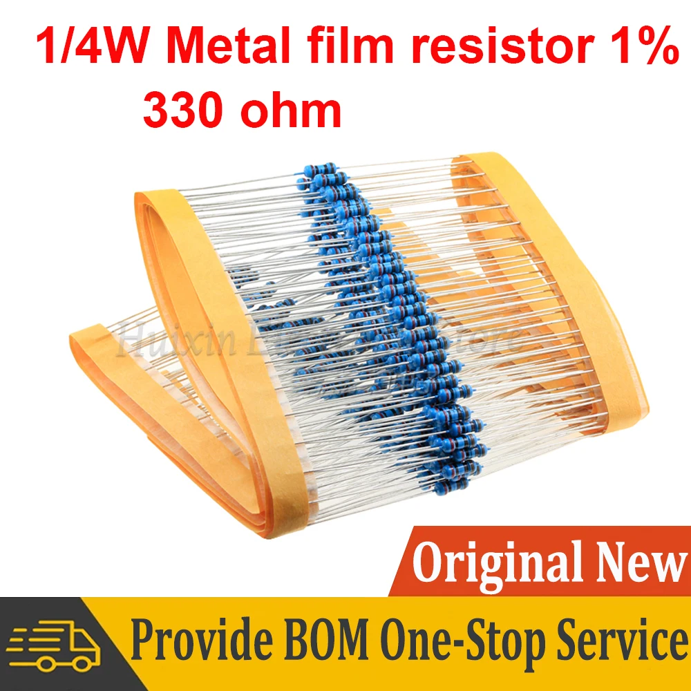 

100pcs 330 ohm 1/4W 0.25W 330R Metal film resistor 1% New and Original