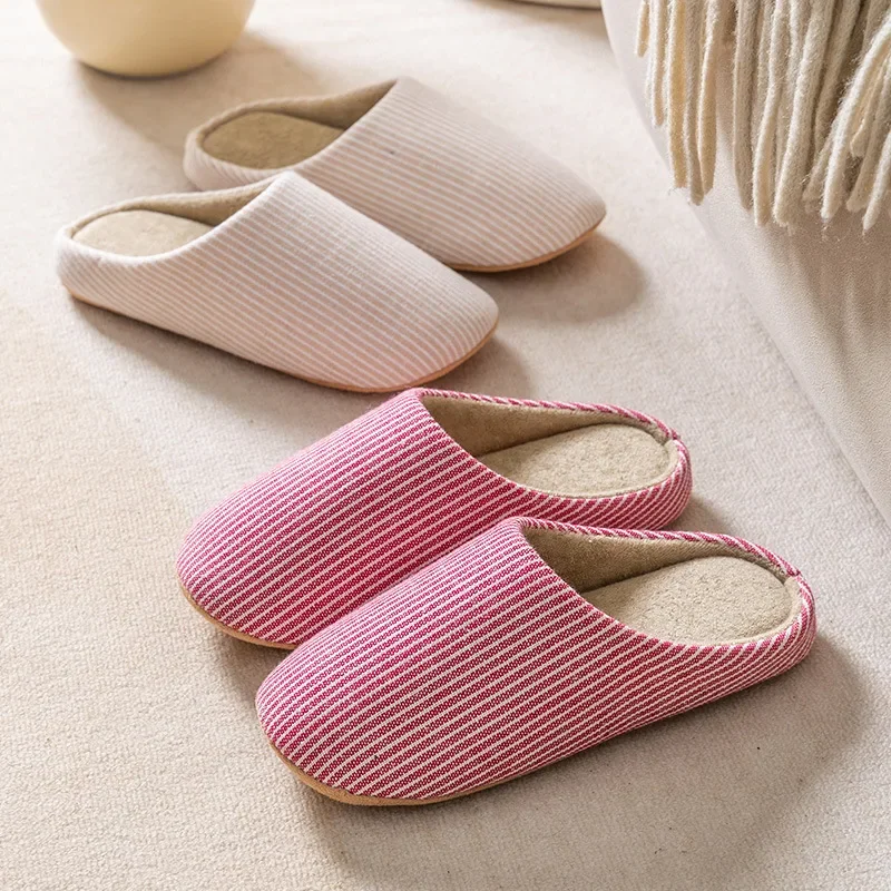 

Autumn New Silent Japanese Slippers Men Women Household Warm Cotton Slippers Soft Bottom Anti Slip Winter Nonslip Couples Shoes