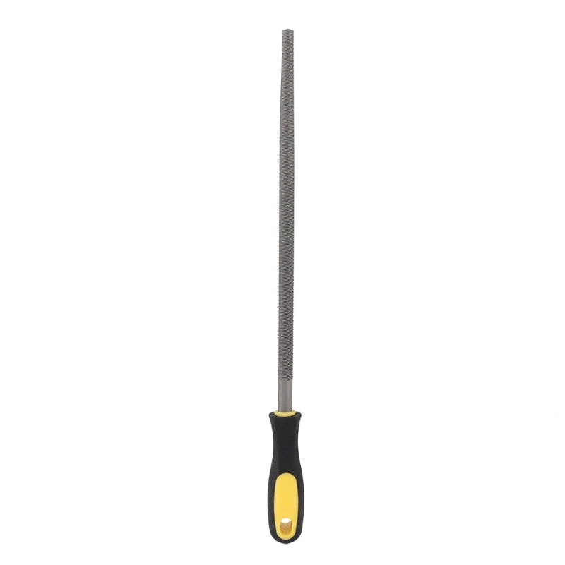 12in Round Mill Steel File Rasp With Handle Sharpening Shaping Tool For Metal Projects Middle/Fine Teeth File