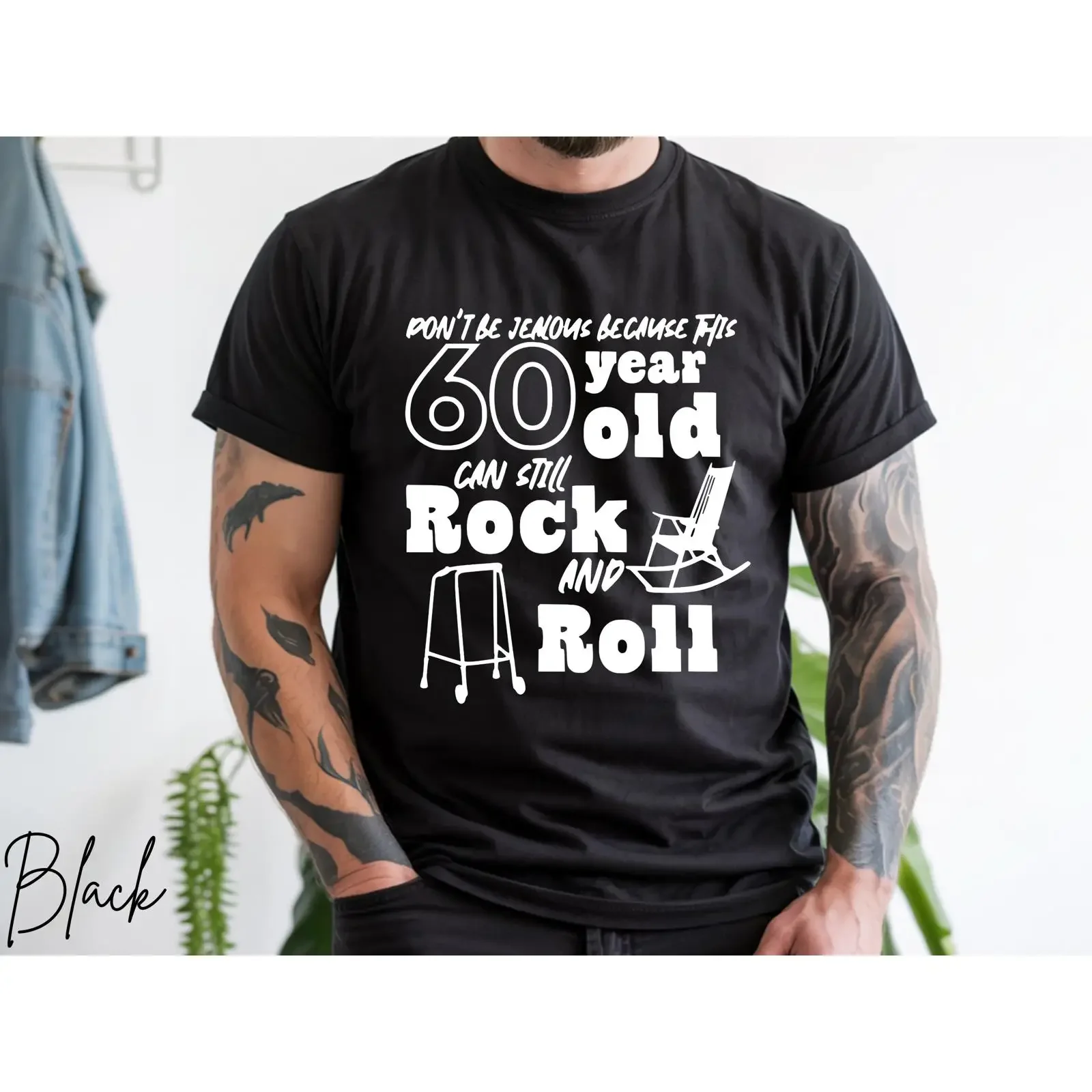 Funny 60th Birthday T Shirt 60 Year Old for Still Rock and Roll Sixty Aging Humor vintage Washed Soft Unisex homme Stretched