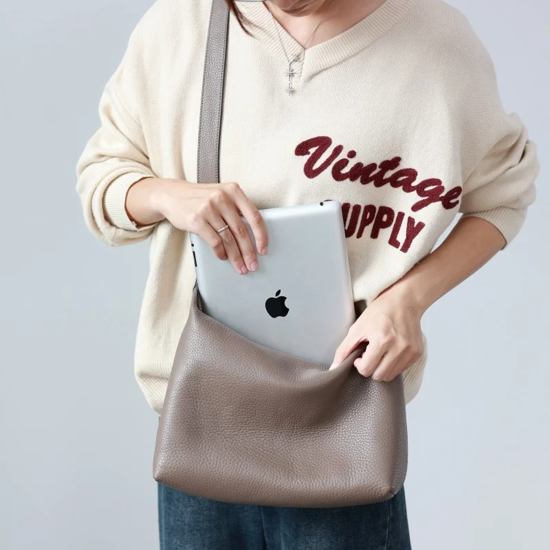 حقائب كروس نسائية كبيرة الحجم من الجلد الطبيعي حقيبة كتف فاخرة وناعمة وسميكة #6