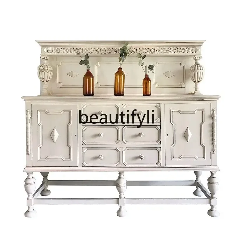 

pg46High-end French solid wood entrance foyer cabinet retro carved dining side cabinet modern decorative cabinet2005