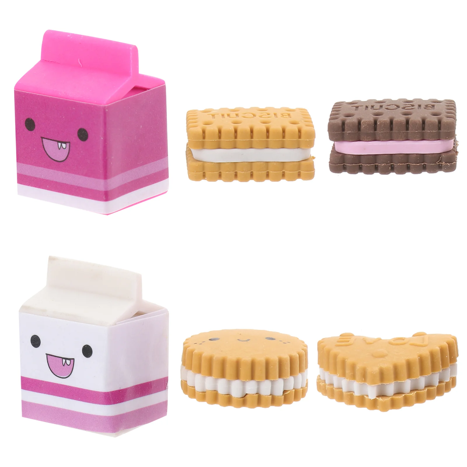 6 Pcs Milk Biscuit Eraser Cookie Erasers Stationery Supplies Boxed Packaging Cookies